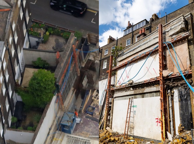 Queen Ann’s Gate garden wall – installed temporary works