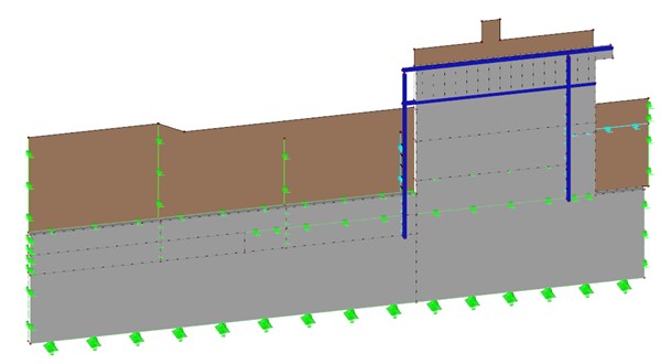 Queen Ann’s Gate garden wall - 3D view of analysis model